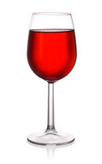 Glass of red wine isolated on a white background