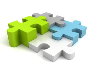 Colorful Jigsaw Puzzle Concept Sucess Pie Chart