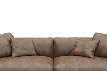 Sofa made of worn leather closeup