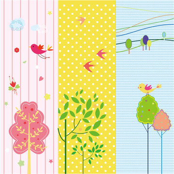 set of spring and holiday banners