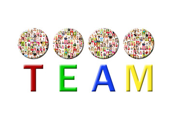 Team logo with a lot of people portraits