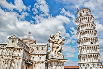 Pisa, place of miracles the leaning tower, hdr photo.