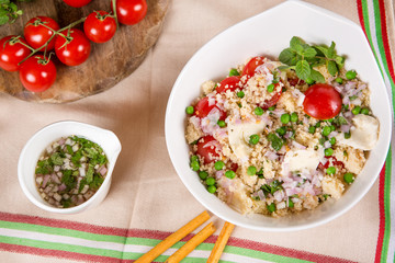 fresh couscous salad with vegetables