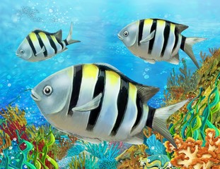 Fototapeta na wymiar The coral reef - illustration for the children