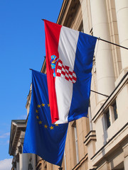 Flags of Croatia and EU