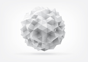 abstract rumpled sphere with triangular faces for graphic design