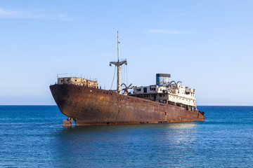 Shipwreck near Costa Teguise, Lanzarote, Canary Islands, Spain