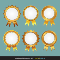 Vector Gold Award Ribbons Set. Eps 10 vector design