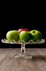 Green and red apples