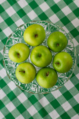Green apples on emerald gingham