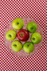 Green and red apples