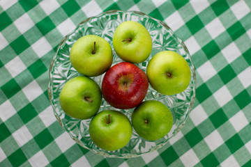Green and red apples