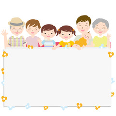 三世代　笑顔の家族 フレーム　カード