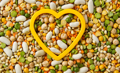 Mixed grains and beans with heart