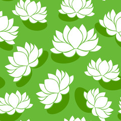Seamless pattern with lotus flowers. Vector illustration.