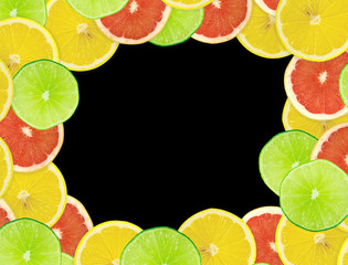 Abstract background of citrus slices. Closeup. Studio photograph