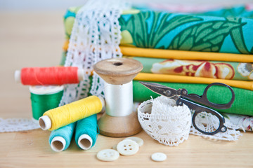 Colorful sewing materials