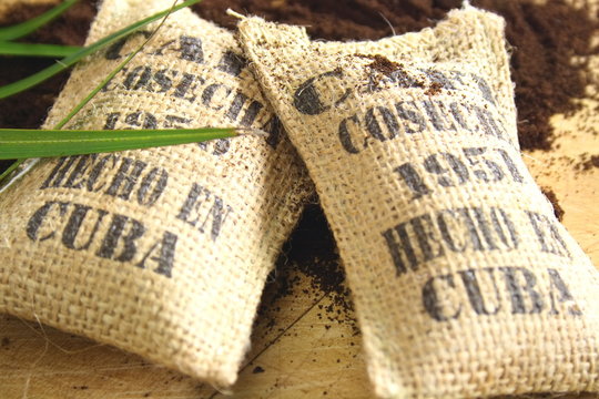 Burlap Sacks Of Cuban Coffee