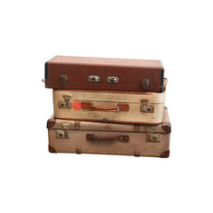 Vintage suitcase on white background
