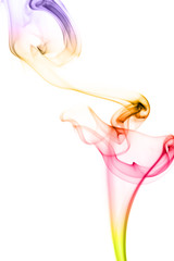 Swirling smoke from the incense on a homogeneous background
