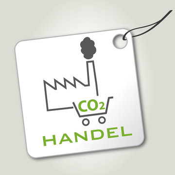 Emissionshandel, co2 Handel, Preisschild, Etikett, gr&uuml;n