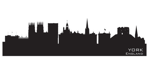 York England city skyline Detailed vector silhouette