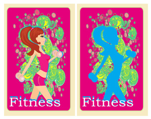Abstract fitness girl training - poster background