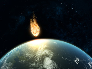 Large asteroid hiting Earth