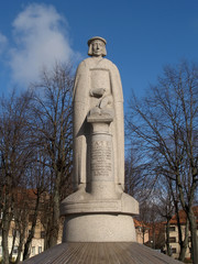 Lithuania, Klaipeda. Monument to Martinas Mazhvidas - to the aut