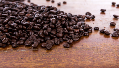 Coffee on wooden background
