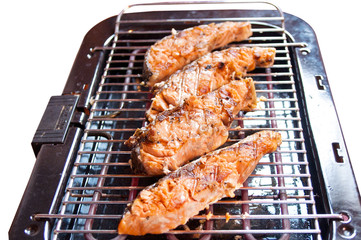 Salmon grill on white background