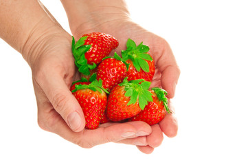 Fresh strawberries in hand