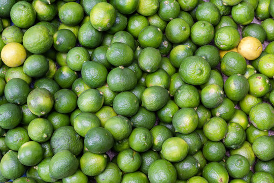 Fresh lime fruits on a market