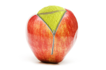 Apple zip and tennis ball © unclepodger