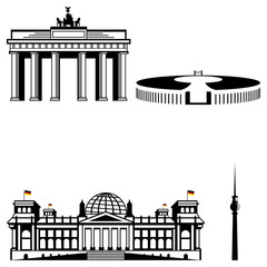 berlin famous monument icon set - obrazy, fototapety, plakaty