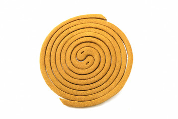 Mosquito repellent incense coil isolated on white background