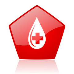 blood red pentagon web glossy icon