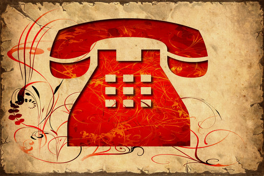 Retroplakat - rotes Telefon