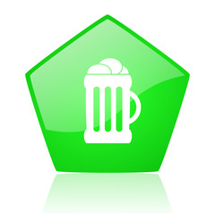 beer green pentagon web glossy icon