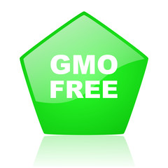 gmo free green pentagon web glossy icon
