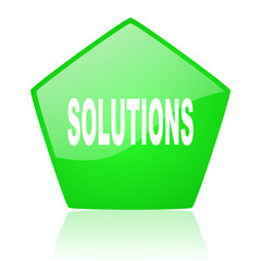 solutions green pentagon web glossy icon