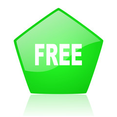 free green pentagon web glossy icon