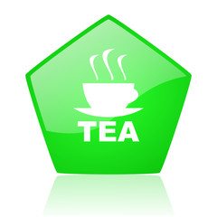 tea green pentagon web glossy icon