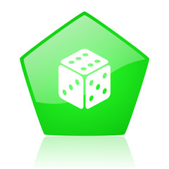dice green pentagon web glossy icon