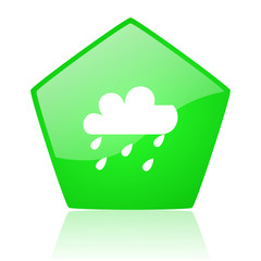 weather forecast green pentagon web glossy icon
