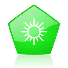 sun green pentagon web glossy icon