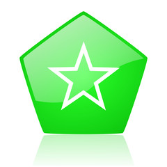 Obraz premium star green pentagon web glossy icon
