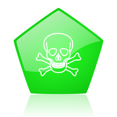 skull green pentagon web glossy icon