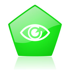 eye green pentagon web glossy icon