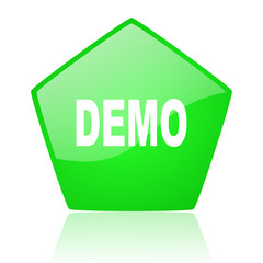 demo green pentagon web glossy icon
